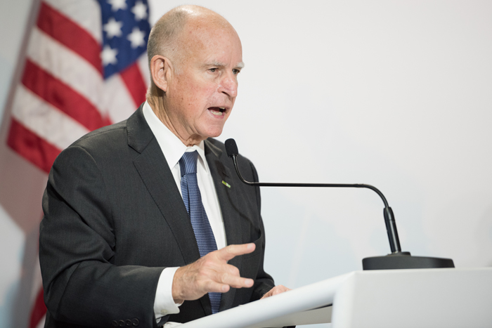 Governor Jerry Brown delivers speech